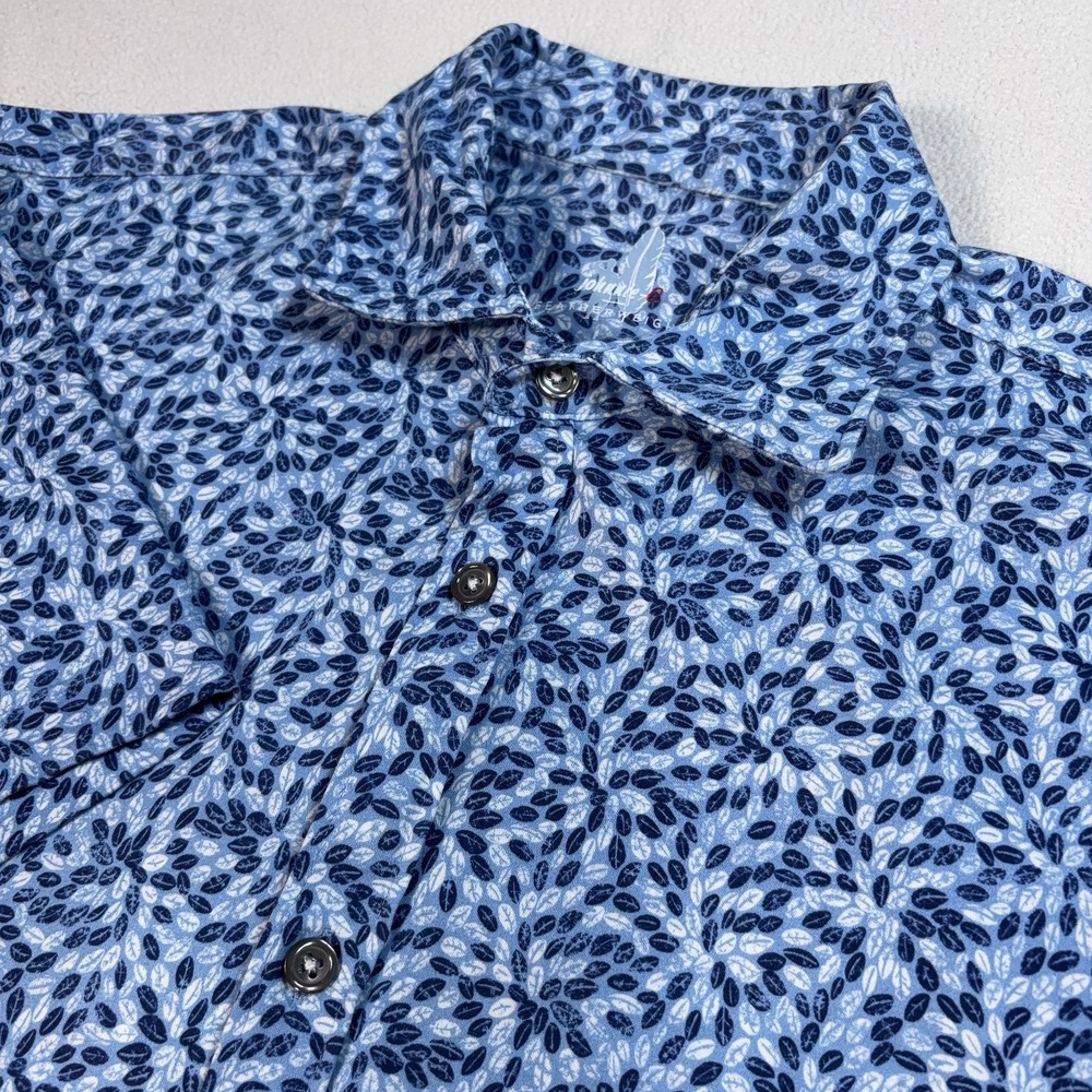 Johnnie-O Featherweight Shirt Men's L Blue Floral Leaf Cotton Button Up JMWS2560